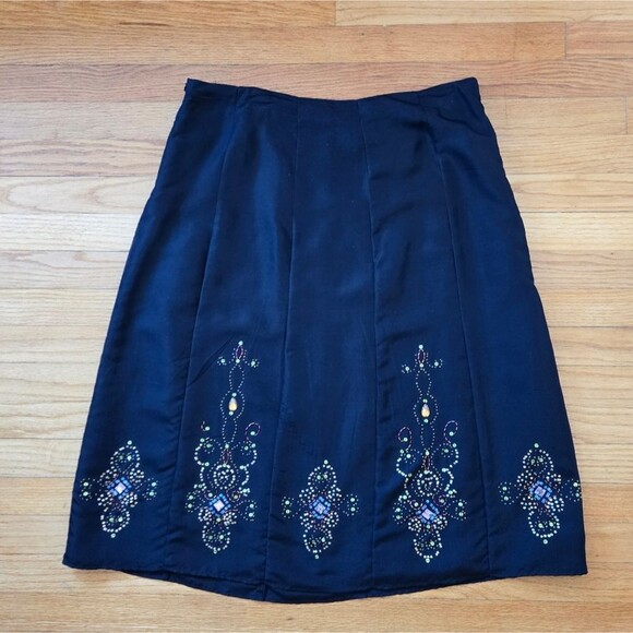 Allison Taylor 100% Silk Skirt Embellished womans size 14 Winter - Picture 2 of 6